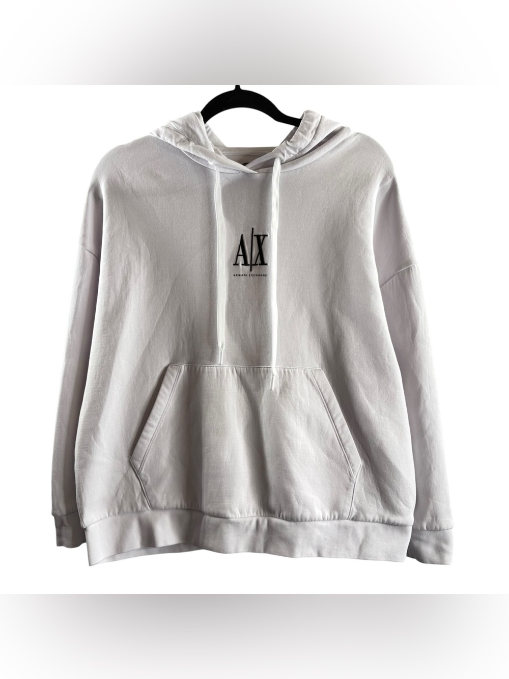 Armani Exchange White Crewneck Hoodie with AX Logo